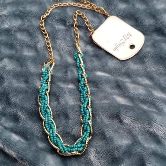 Beaded Necklace Turquiose & Goldtone 20" NWT - Picture 1 of 6